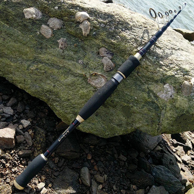 Caña de pescar giratoria portátil, accesorio telescópico de carbono de acción rápida, 9 pies MH, 1,8/2,1/2,4/2,7 m - imagen 5