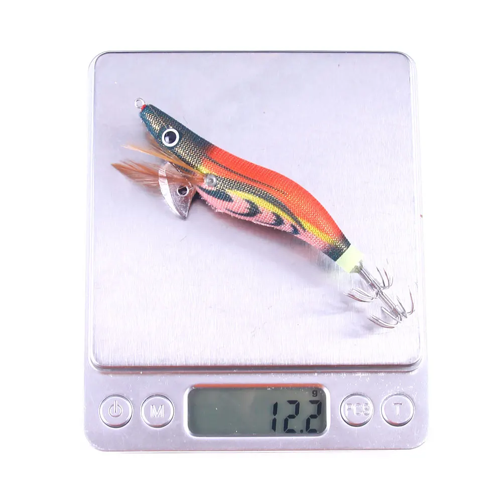 Señuelo de pesca de camarones de madera en caja, señuelos luminosos con ojos 3D de calamar, pulpo, sepia, camarón, 100, piezas - imagen 5