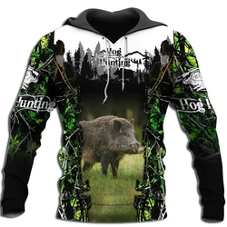 Sudadera con capucha hombre Harajuku 3D estampado cerdo caza unisex