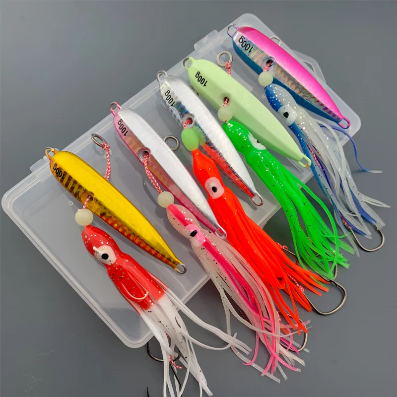 TEASER J25 40g 60g 80g 100g 120g 150g 180g 5 uds fondo de hundimiento lento Inchiku plantillas brillantes artificiales señuelo de calamar Kingfish Snapper