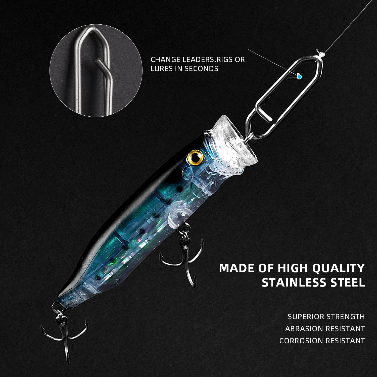 Uds DE SEGURIDAD DE PESCA SF 25 Clips de broches, pinzas de alimentación de acero inoxidable, fácil cambio rápido, broches de señuelo, Clips de velocidad de pesca - imagen 5