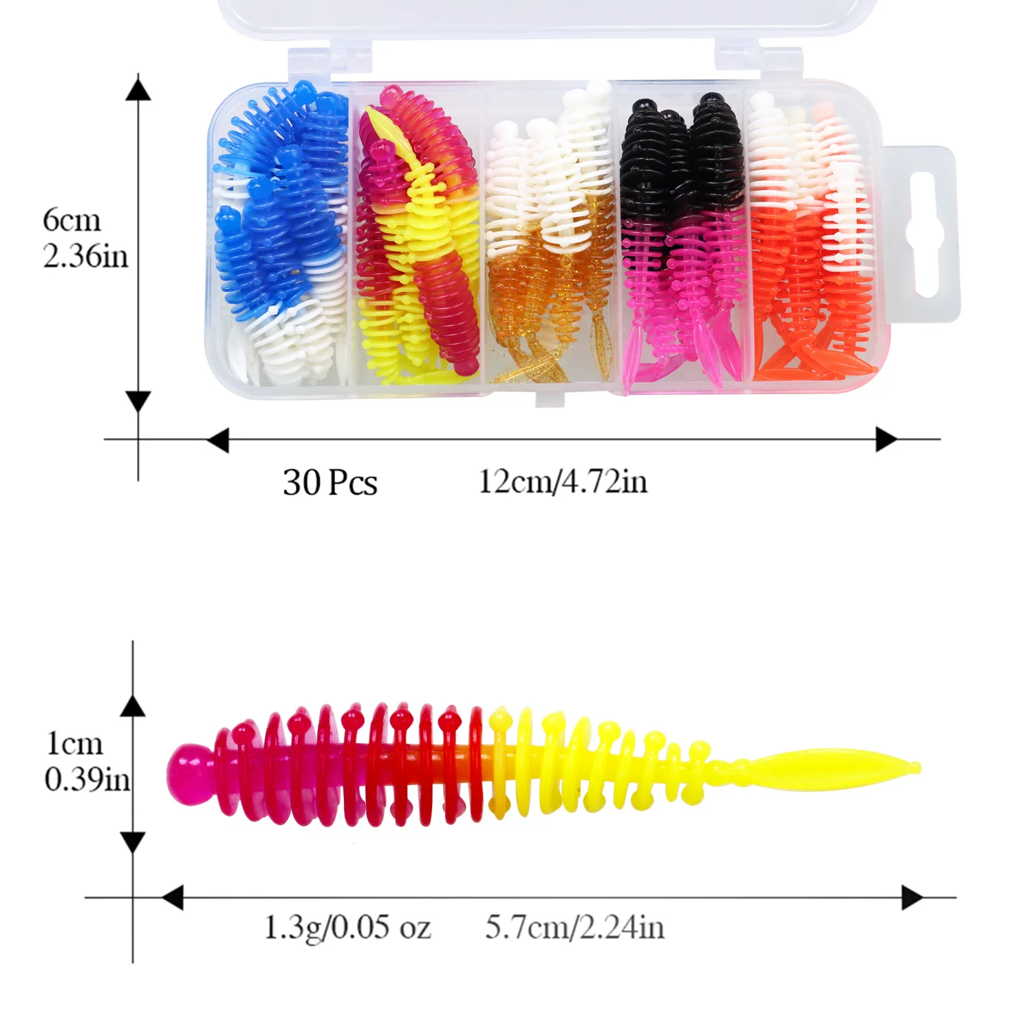 10 Uds. Señuelos de pesca blandos 57mm 1,3g cebos de gusanos blandos de silicona agua dulce agua salada plástico Artificial cebo suave aparejos de pesca - imagen 2