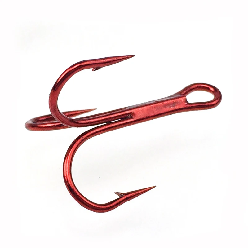 Anzuelo triple rojo/múltiple para sangre de tamaño Señuelos de Pesca, aparejos para pesca de agua salada/agua dulce, tamaño 6 #8 #10 #12 #14 #, 50 Uds.