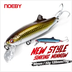 Señuelo Noeby Minnow 90mm 32g 120mm 70g juego de fundición Wobbler hundido cebo duro Artificial para atún lubina Señuelos de pesca de agua salada