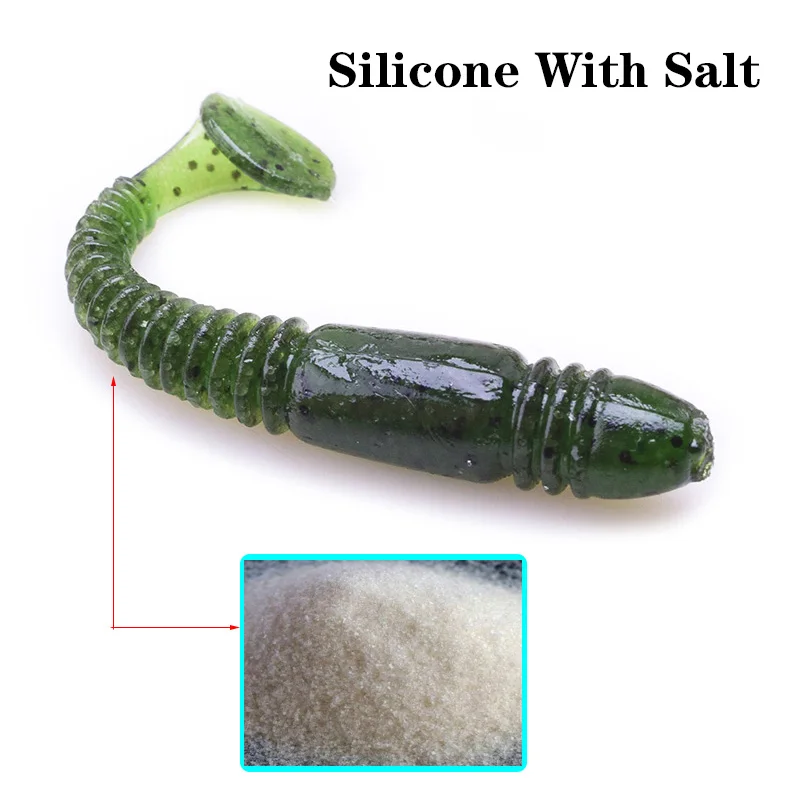 Cebo suave de gusano de silicona con olor a sal, 7,5 cm, 3,2g, anzuelo de carpa, Wobblers, señuelo de Pesca, aparejos de lubina artificiales, 5 unids/lote - imagen 4