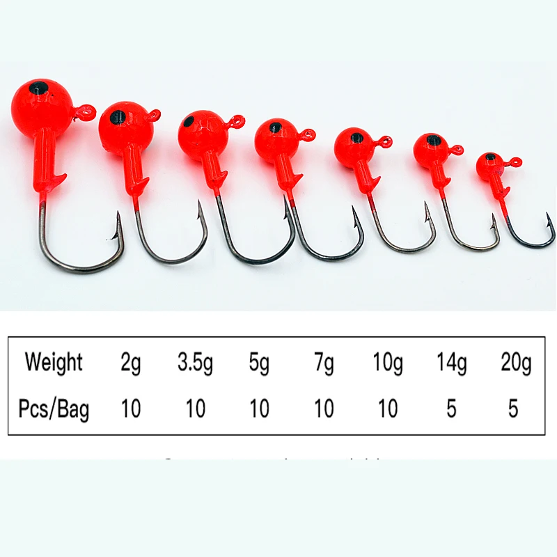 TEASER A001 10 unids/bolsa anzuelo con cabeza de anzuelo 1g-20g anzuelo luminoso para cabeza de anzuelo de pesca plantillas de colores señuelo cebos duros aparejos de pesca de gusano suave - imagen 3