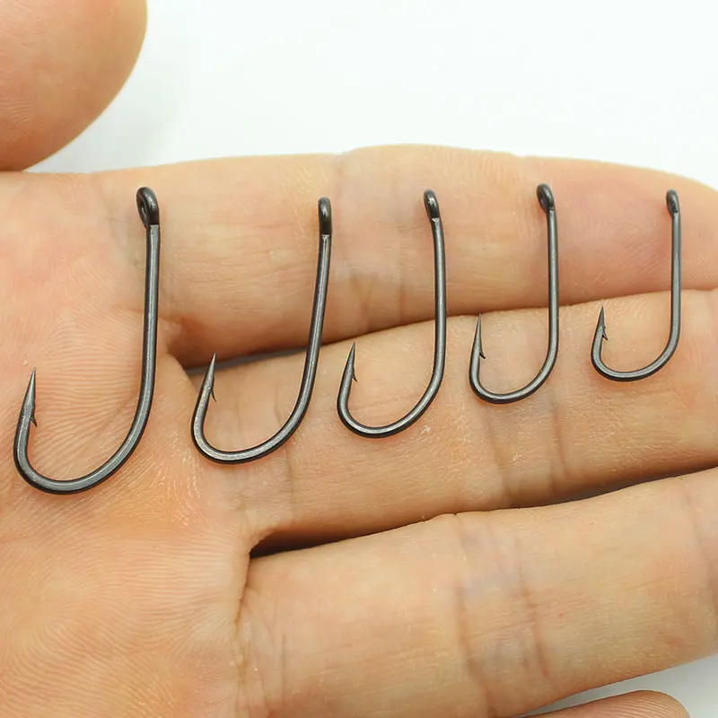 20 piezas Micro anzuelo de pesca de carpa con púas, gancho de aparejo D, revestimiento recubierto con ojo para aparejos de soplado, emergente - imagen 5