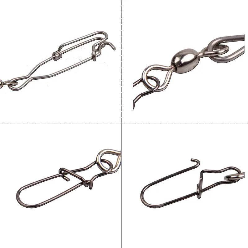 Anzuelos de pesca de atún fuerte, gancho de cierre dúo de acero inoxidable con grúa de latón giratoria para conector de pesca de plantilla, 20 Uds. - imagen 4