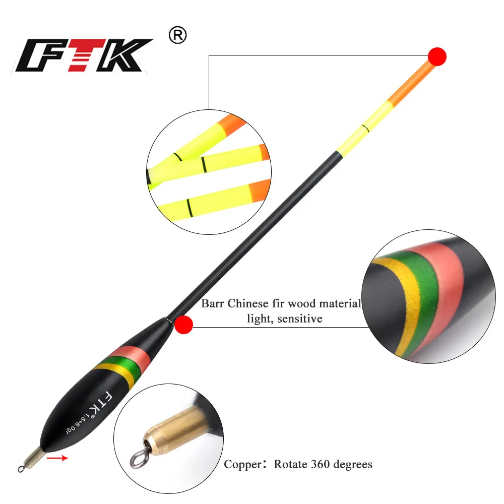 FTK Barguzinsky flotador de abeto 3 colores 3 unids/pack 4 unids/pack boya Vertical Bobber tamaño mixto accesorios de pesca de carpa