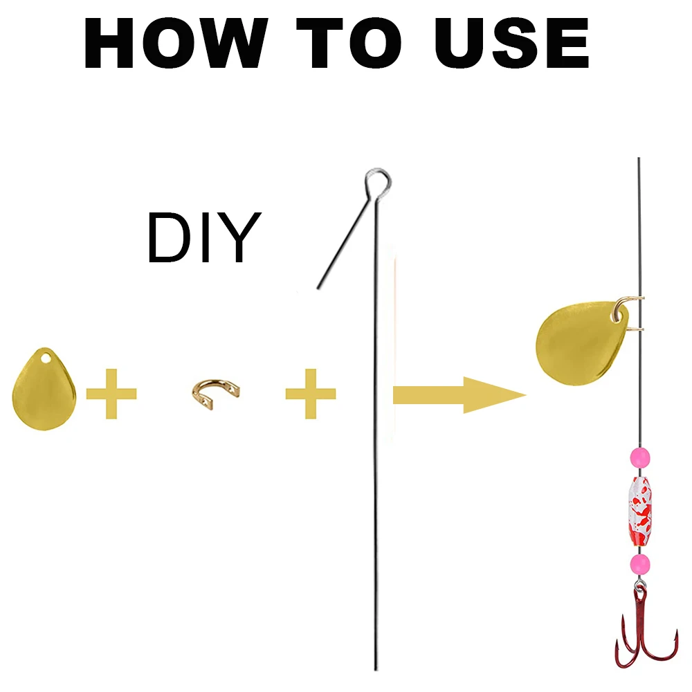 Cucharas de pesca DIY, 120 Uds., cables de acero con horquilla de pesca, Spinnerbait de pesca fácil de girar, accesorios de pesca con señuelo de lubina - imagen 3