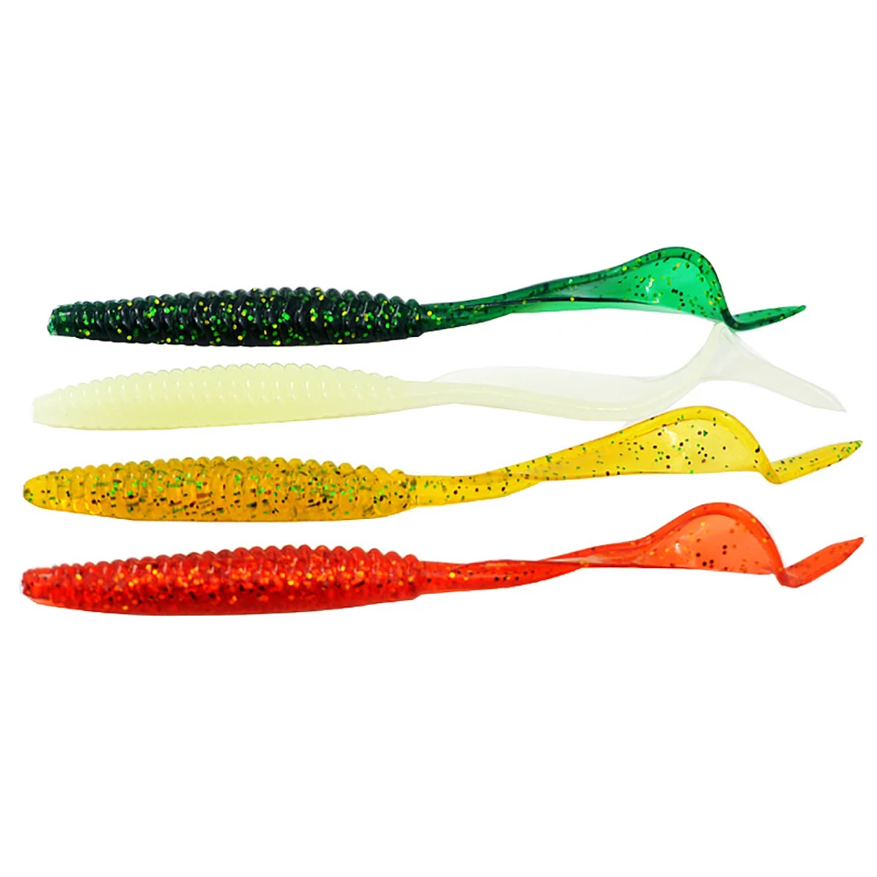 WALK FISH-señuelo suave Wobbler de silicona Artificial, cebos de pesca de cola larga, con rosca, 5 unids/lote, 130mm/6g - imagen 5
