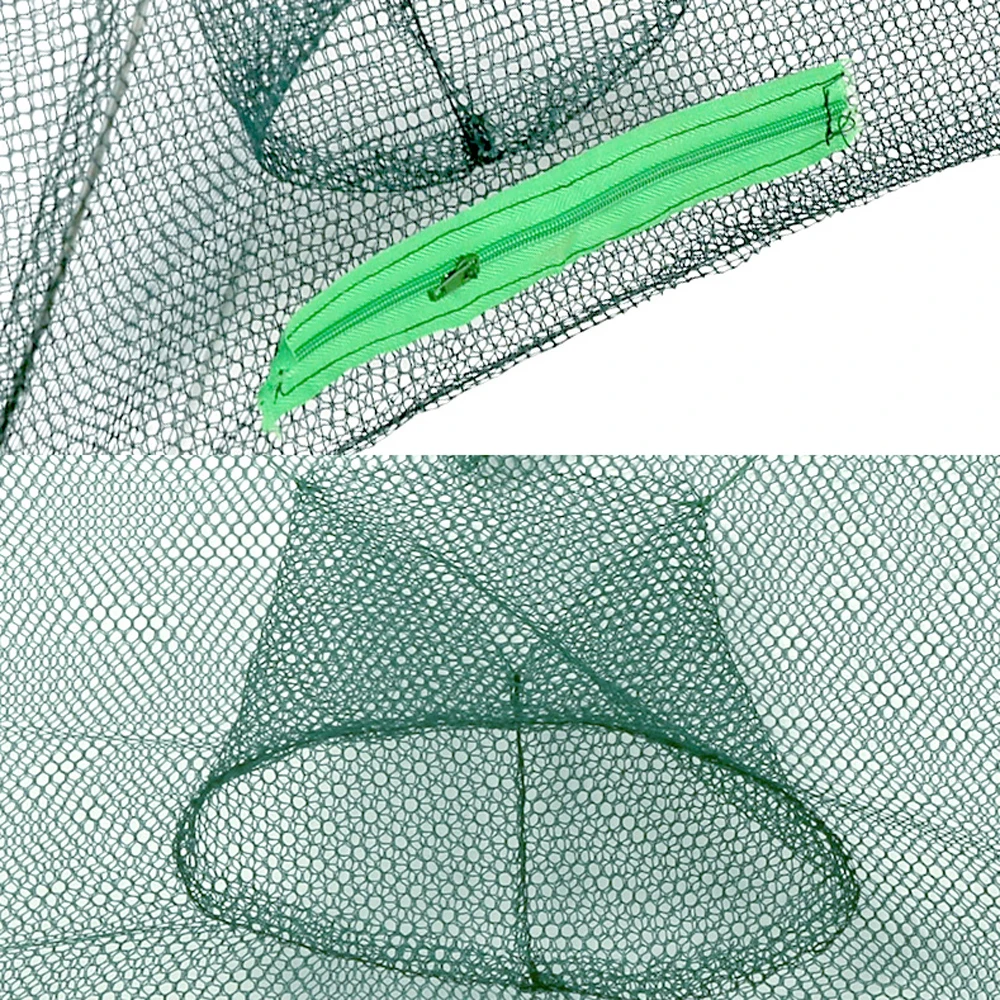 Red de pesca automática potente, jaula de camarones, trampas plegables, trampa para peces, cangrejo, red fundida, herramienta de red de pesca fundida, 4-28 agujeros - imagen 4