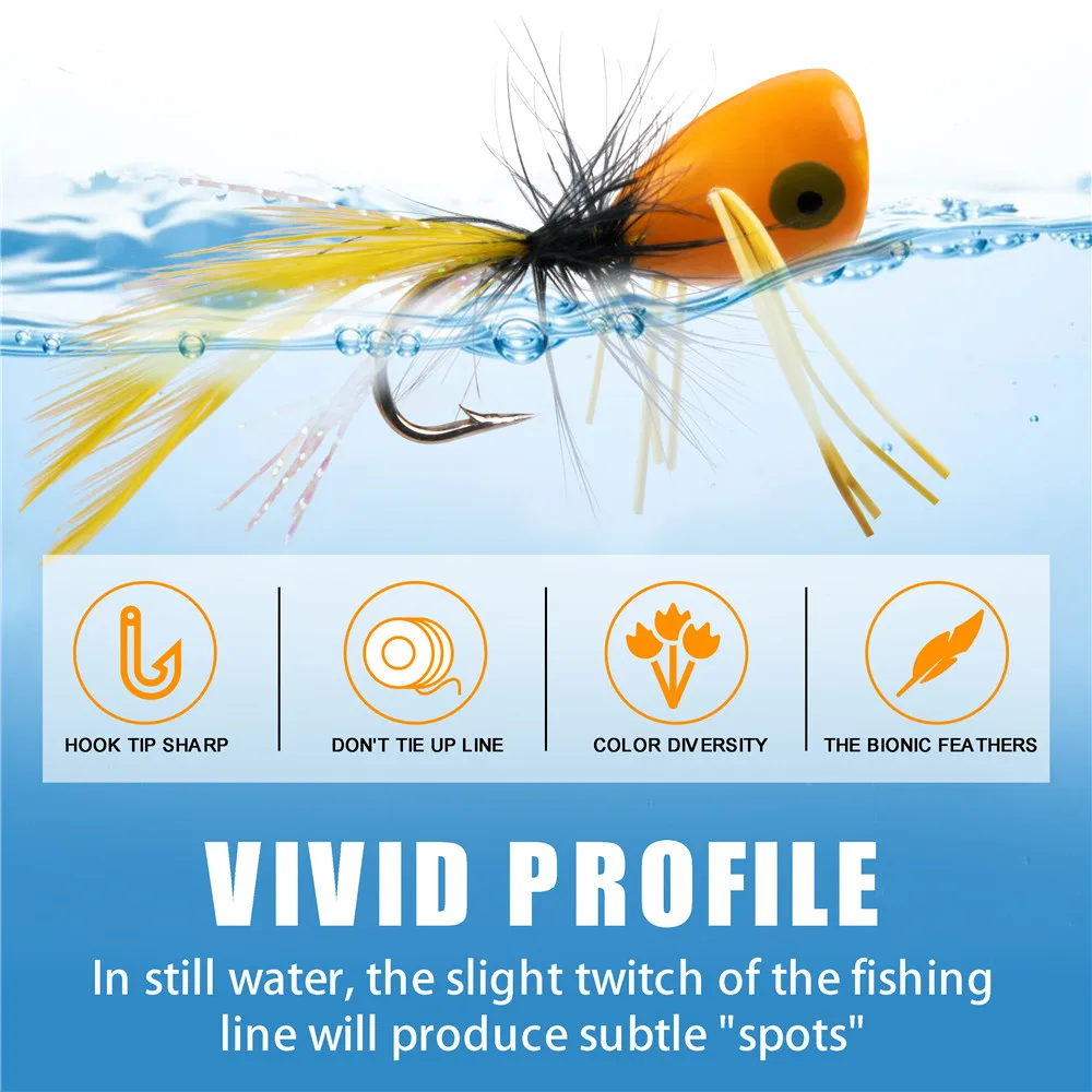 Kit de señuelo de pesca flotante, cebo Artificial de 15 piezas, Popper de espuma, para lubina Walleye Panfish Bluegill - imagen 5