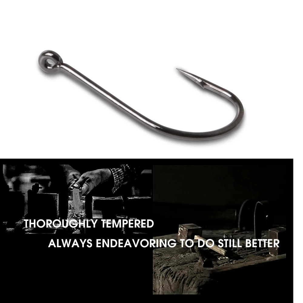 FTK KEYRIU, paquete de 3 anzuelos de pesca de acero rico en carbono con anzuelo de púas con ojo, anzuelo de pesca de gusanos para accesorios de pesca de carpa - imagen 5