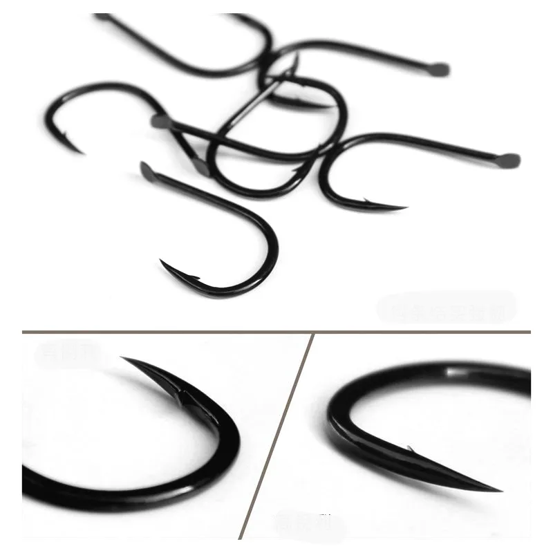 Ganchos japoneses Gamakatsu de púas negras, anzuelos de acero de alto carbono, súper usable, afilados, anticorrosión, anzuelos para peces de carpa - imagen 2