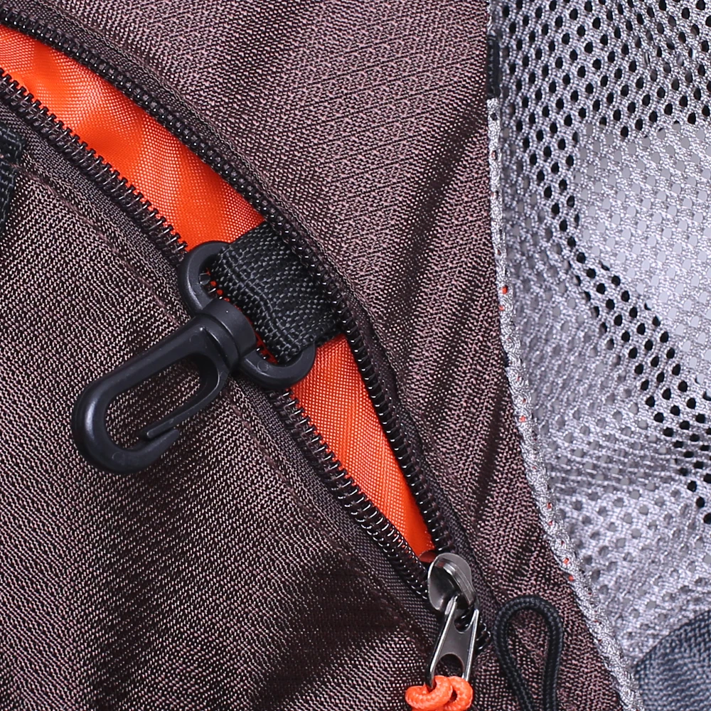 Chaleco de pesca con mosca marrón, chaqueta de malla para actividades al aire libre, bolsillos multifunción, mochila ajustable para hombres y mujeres - imagen 5