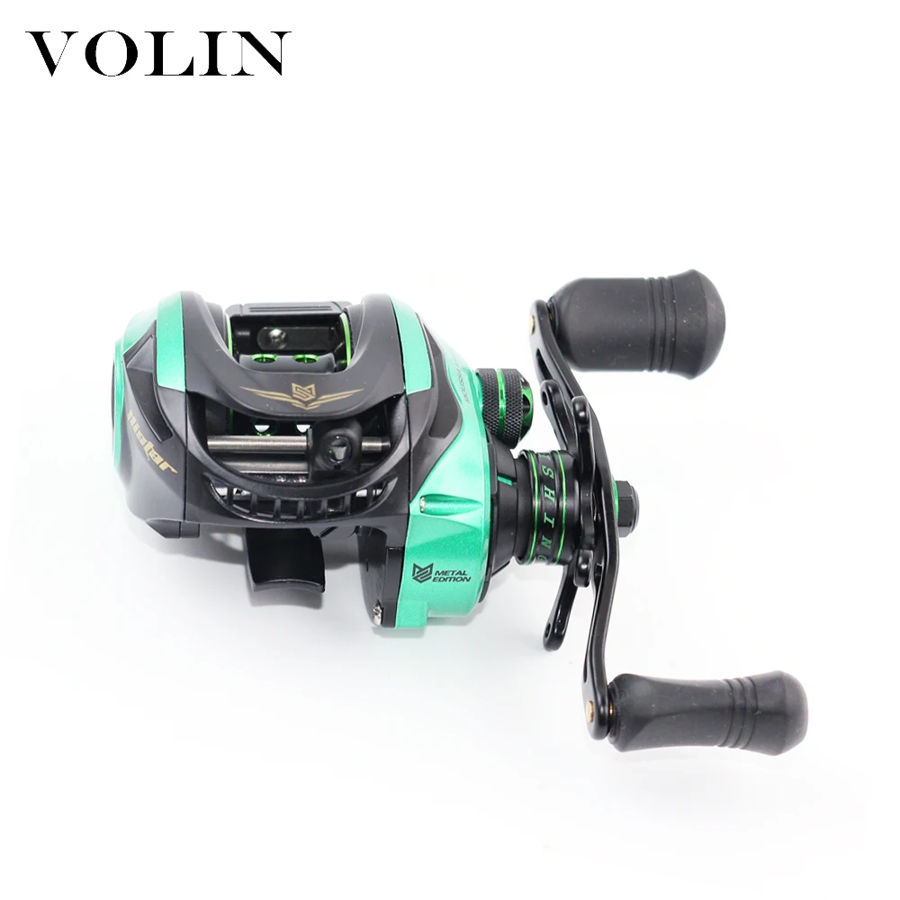 Volin-carrete de pesca de Baitcasting, sistema de frenado magnético y centrífugo, 6,3: 1, carrete de aluminio para caña de pescar para trucha - imagen 2