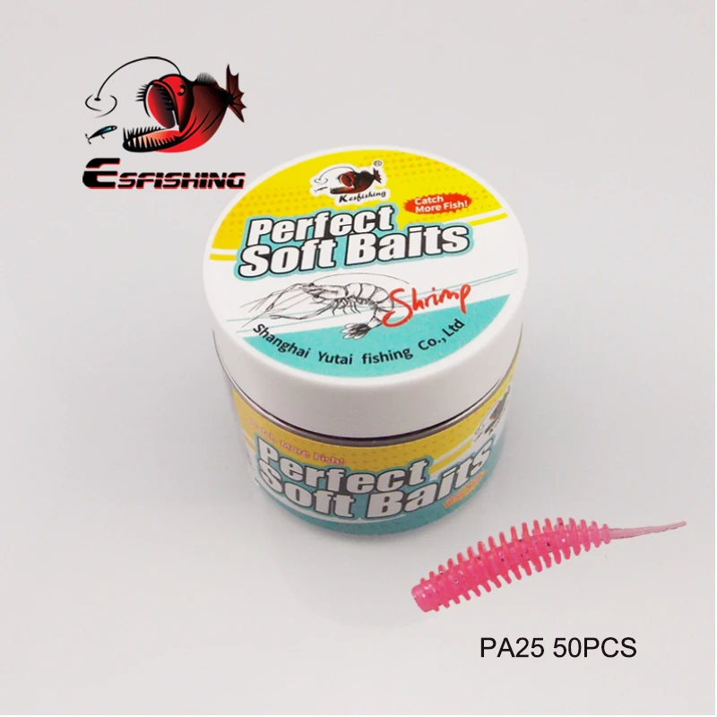 ESFISHING Mini señuelo de gusano de pesca Tanta 38mm 50 Uds Leurre Peche Bass trucha cebos de plástico blando pescado hielo invierno isca artificial - imagen 5