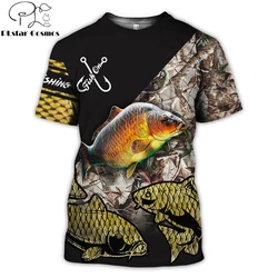 Camiseta de pesca manga corta con estampado 3D de lubina para hombre