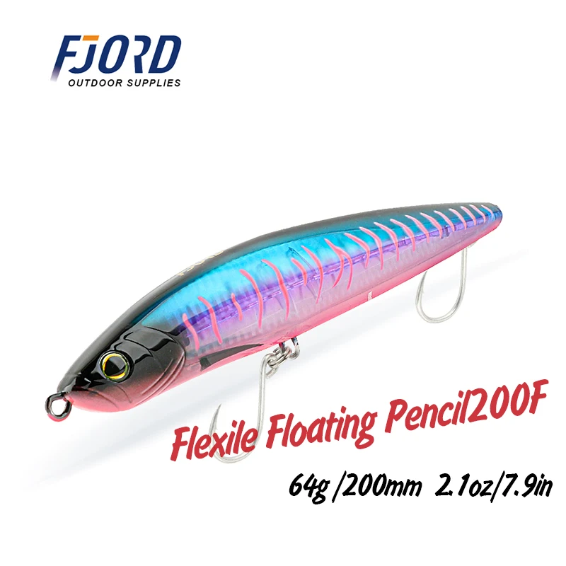 FJORD 200mm 64g Trolling flotante lápiz grande artículos de pesca duros señuelo de agua salada marina cebo Artificial para pesca y recreación