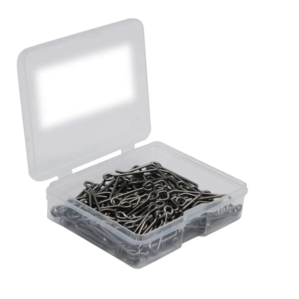 50-100 unids/caja de acero inoxidable gancho rápido Clip bloqueo Snap giratorio anillos sólidos 0 #-4 # seguridad Snaps conector de gancho pesca gancho herramienta - imagen 4