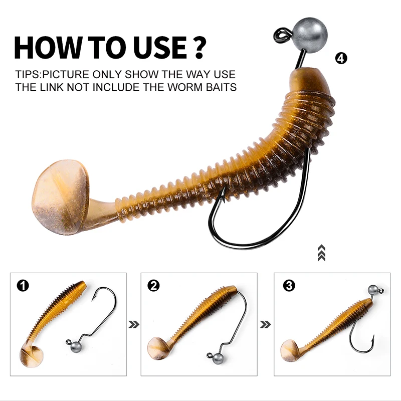 VALHALLA-anzuelos de acero al carbono con púas, señuelo de gusano para pesca, 100 unids/lote, 1G-1,8g-2,5G-3,5g - imagen 5