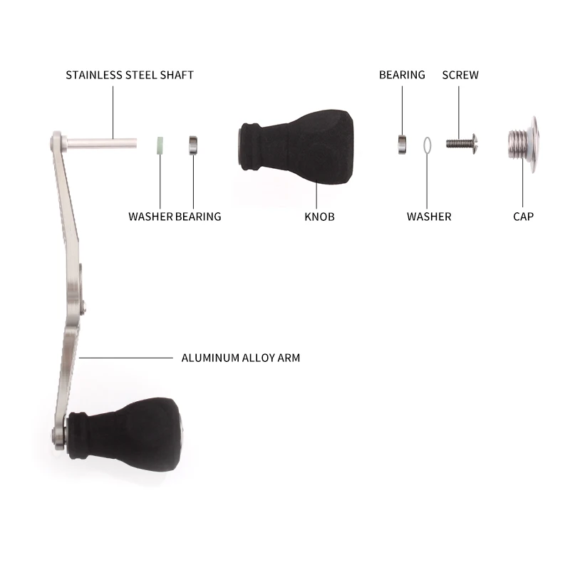 KAWA mango de aleación de aluminio, perilla EVA para carrete de fundición de cebo, aparejos de pesca, mango de carrete, orificio de 8x5mm para carrete A y D - imagen 5