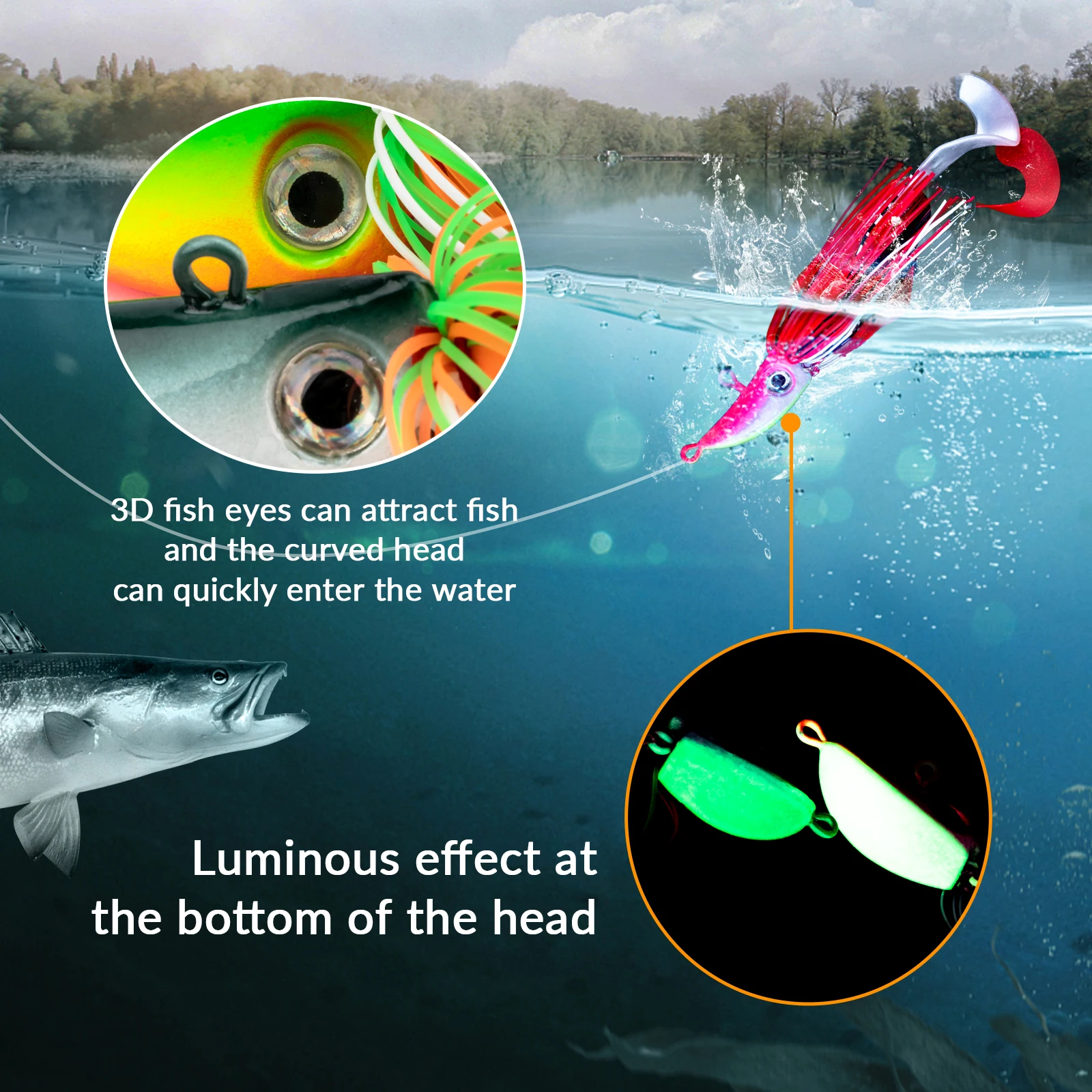 THKFISH-cebo de alambre para pesca de lubina, 40g, 60g, 80g, falda suave de silicona, cabeza de anzuelo, anzuelo de púas para pesca de lubina, Buzzbait, agua salada, 1 Uds. - imagen 3