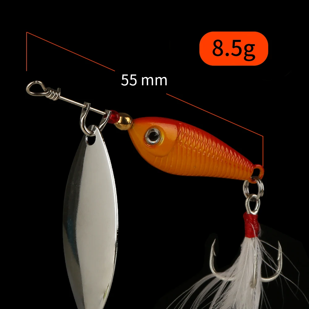 CEMREO Mini señuelo de pesca de Metal con cuchara giratoria 55mm 8,5g aparejos de pesca Pin Crankbait vibración Minnow hundimiento Spinner cebo - imagen 3