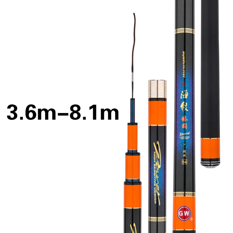 Caña de pescar telescópica de fibra de carbono, caña de pescar de 28 tonalidades, superligera, 3,6 M-8,1 M - imagen 2