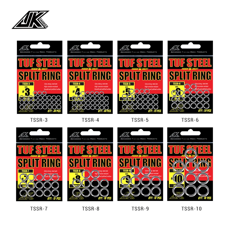 JK 1 paquete No.3-10/6-14mm anillos divididos de pesca para conector de anzuelo de alta resistencia anzuelos de asistencia accesorios de pesca de mar aparejos - imagen 5