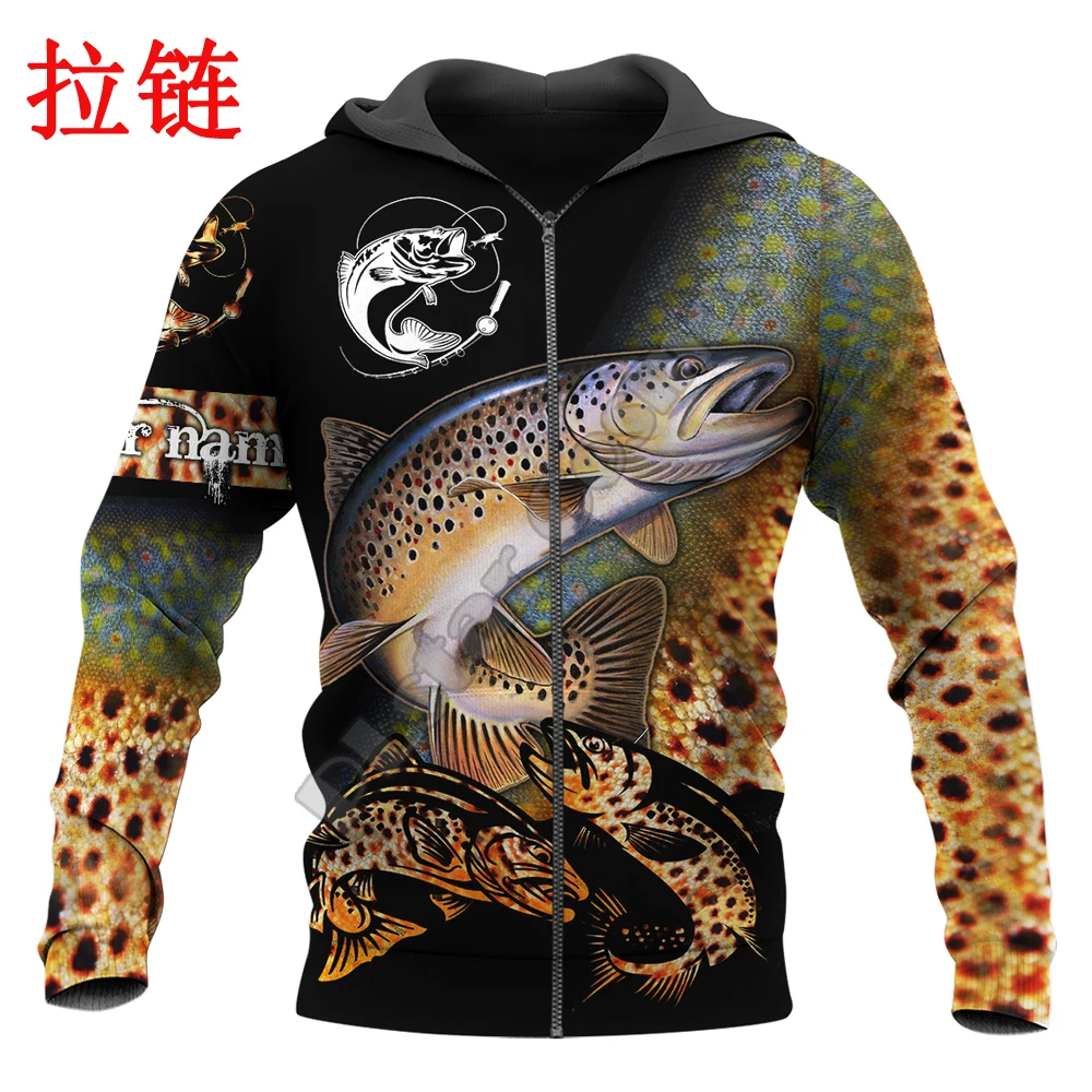 Sudadera con capucha para hombre con estampado 3D de pez trucha arcoíris, sudaderas con capucha Unisex, ropa de calle de otoño, chaqueta informal, chándal KJ732 - imagen 5