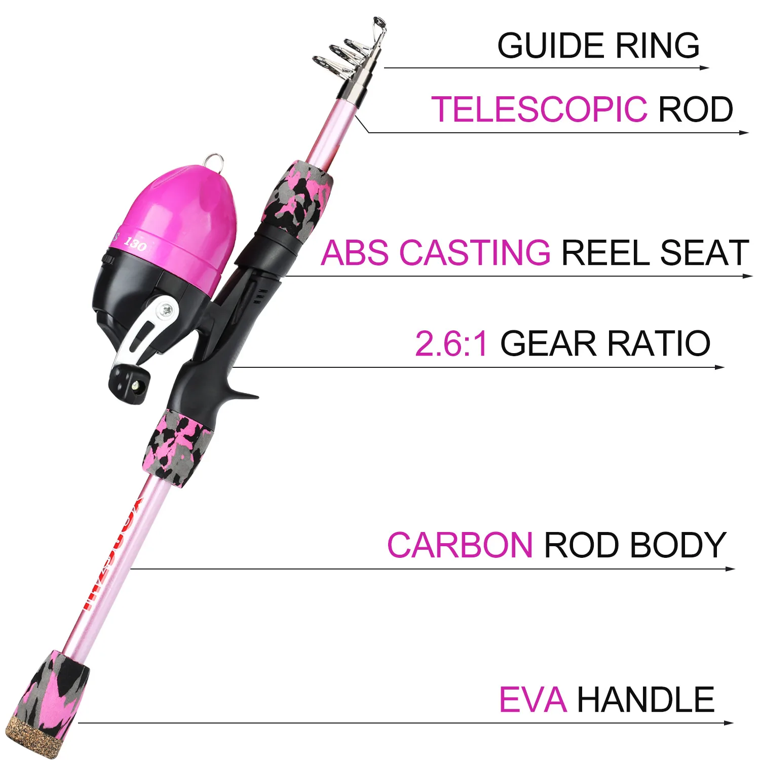 Experimente la emoción de la pesca con esta caña versátil compacta diseñada tanto para principiantes como para pescadores experimentados