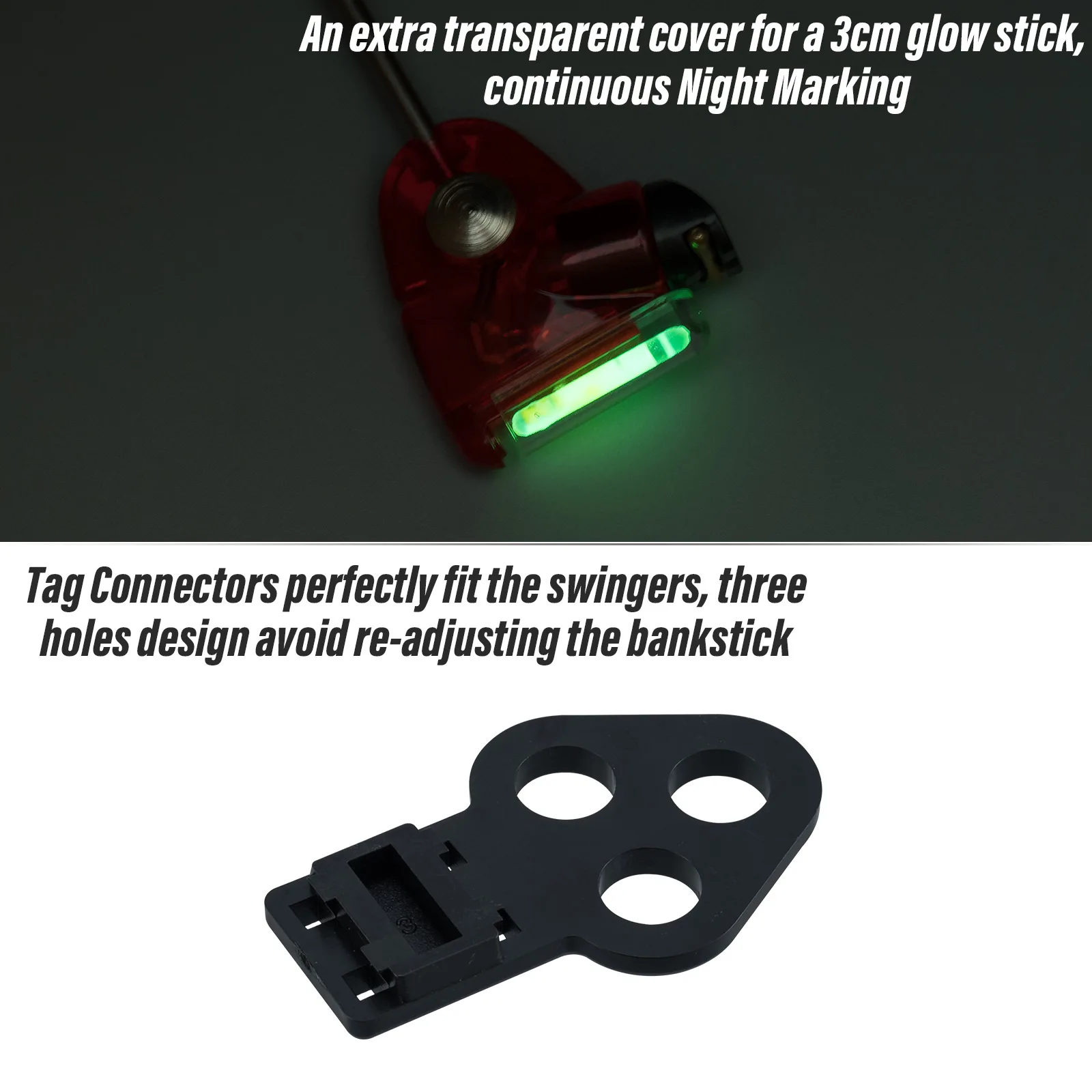 Alarma de mordida para pesca de carpa, indicador de mordida iluminado con LED, colgadores, componentes de cadena, con caja, 4 piezas - imagen 5