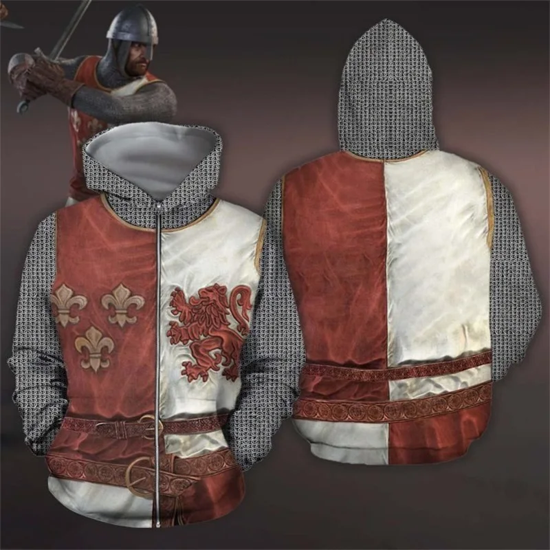 SJ-555 Sudadera de pesca con estampado 3D Caballero Templario Unisex - imagen 5