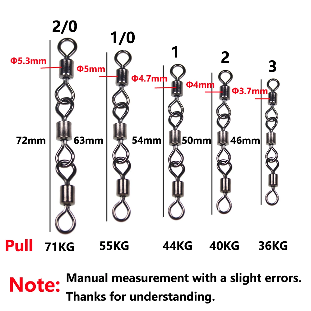 Conector de línea de pesca de agua salada, aparejos de Terminal de tres juntas con anillos sólidos, 10 Uds. - imagen 3