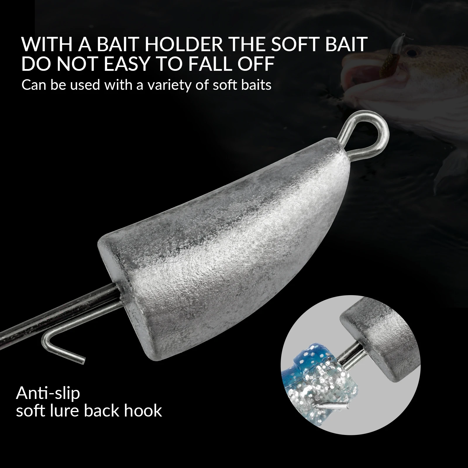 Anzuelos de pesca con cabeza de anzuelo de bala, 5 uds., 3,5g, 5g, 7g, 10g, 14g, 20g, anzuelos con cabeza de plomo, anzuelo de señuelo suave de vástago largo sin malezas de agua dulce - imagen 3