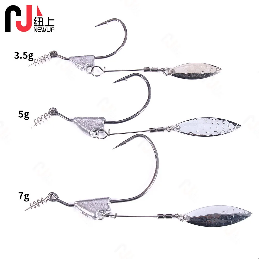 Nuevo UP 5 unids/lote Texas Rigs Jig Head anzuelo de pesca Metal 3,5g 5g 7g con cuchara lentejuelas aparejos de pesca anzuelos para aparejos de pesca Texas - imagen 4