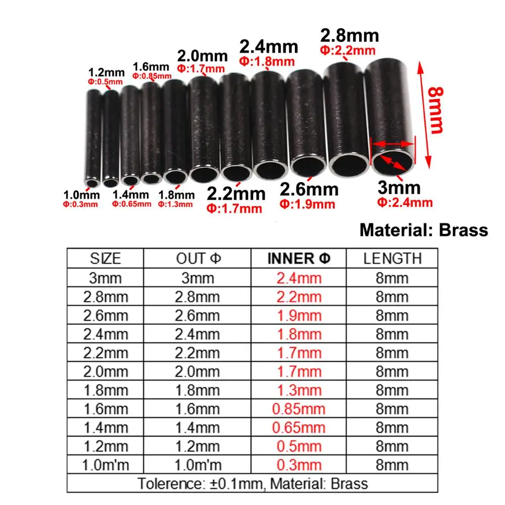 Wifreo, 100 Uds., pesca de latón, manga de engarzado de doble barril, tubo de Lucio, líder de tubo, manguitos de prensado de alambre, conector de tubo - imagen 2