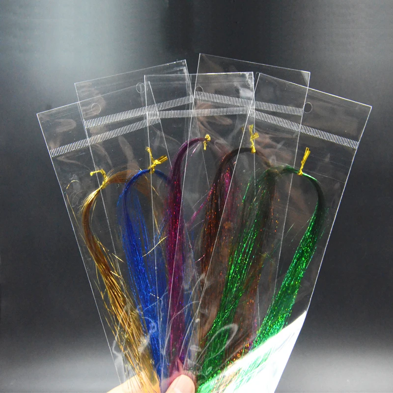 Simulador de serpentinas de oropel holográficas, materiales de atado de moscas, 3 bolsas, Tinsel Flash brillante, señuelos de pesca con mosca de ninfa, 9 colores