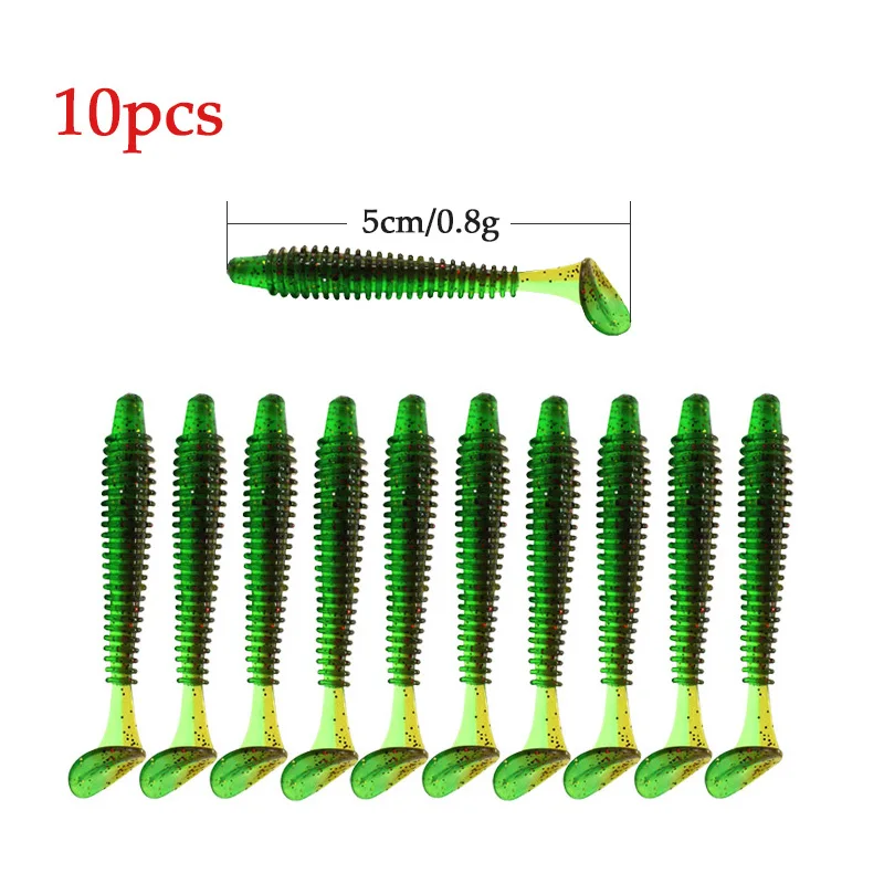 Señuelo de pesca de 50mm y 0,8g, cebo de goma suave, Wobbler, gusano suave, cebo de pesca de carpa, Swimbait de silicona Artificial, 10 unids/lote - imagen 4