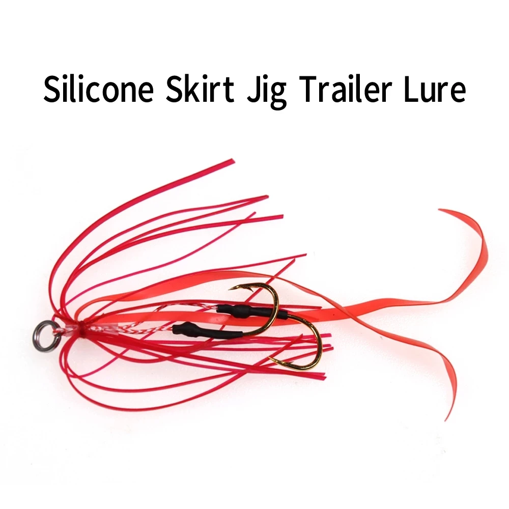 Wifreo-Plantilla de falda de silicona para pesca en el mar, anzuelo doble deslizante de repuesto, señuelo de remolque, juego de imitación de pulpo, 10 Uds. - imagen 4