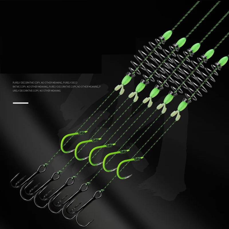 Fish hook fishing set finished product sea pole throwing rod spring hook double hook thread official hanging  Treble Hook - imagen 5