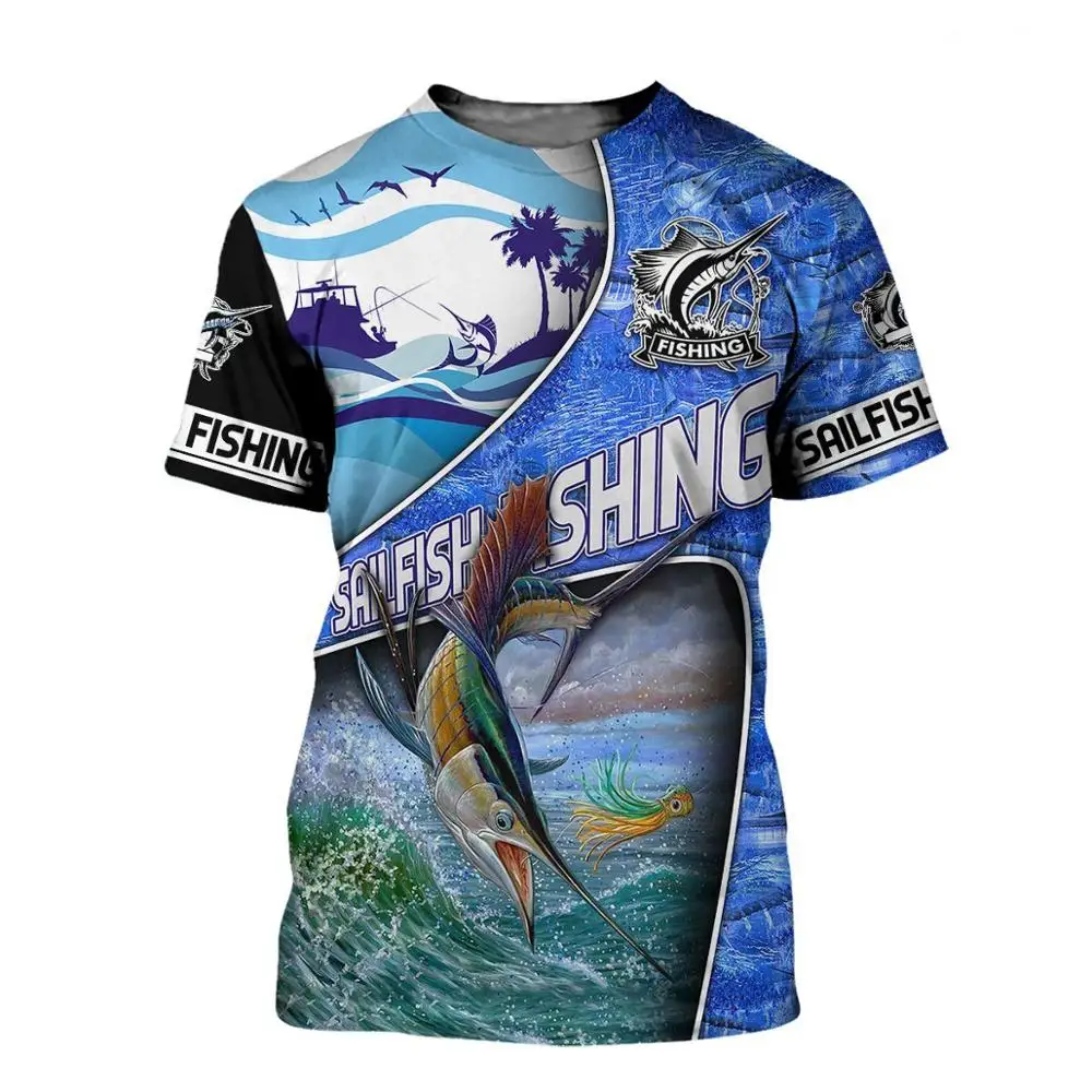 Camiseta de moda de verano 2020 para hombre, camisetas de manga corta Harajuku con estampado 3D de amor y pesca, ropa de calle informal Unisex, tops KJ0144 - imagen 3