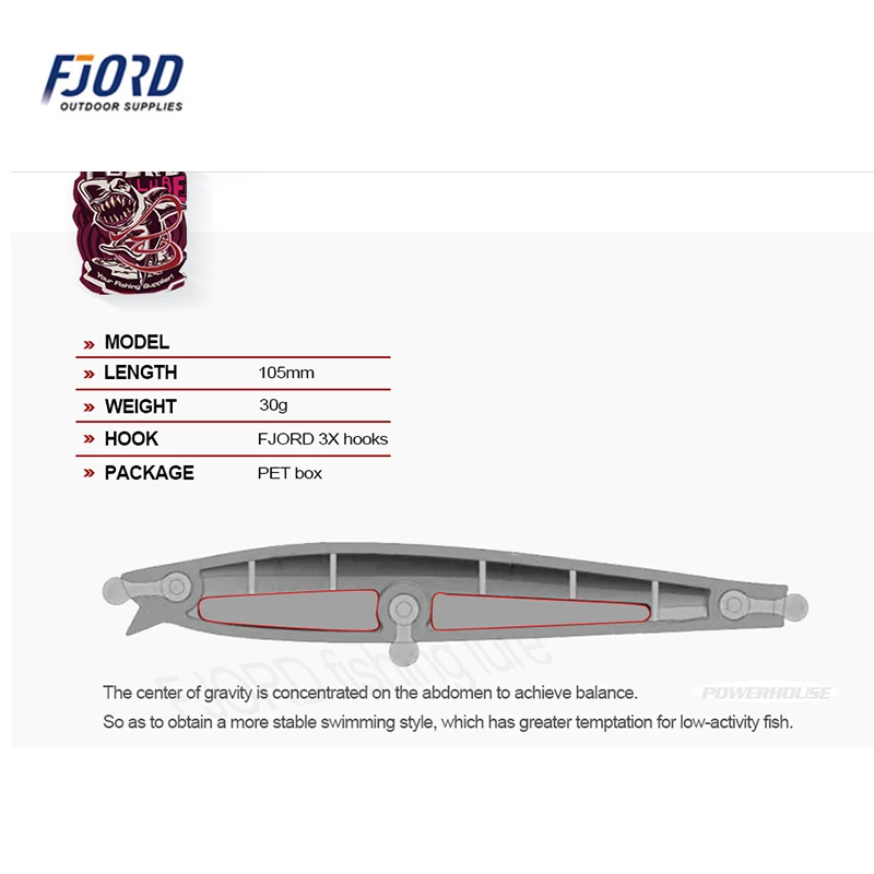 FJORD 105mm 30g señuelo que se hunde cebo pesca submarina fácil brillo Pike señuelos Crankbait grande todo para accesorios de pesca - imagen 4