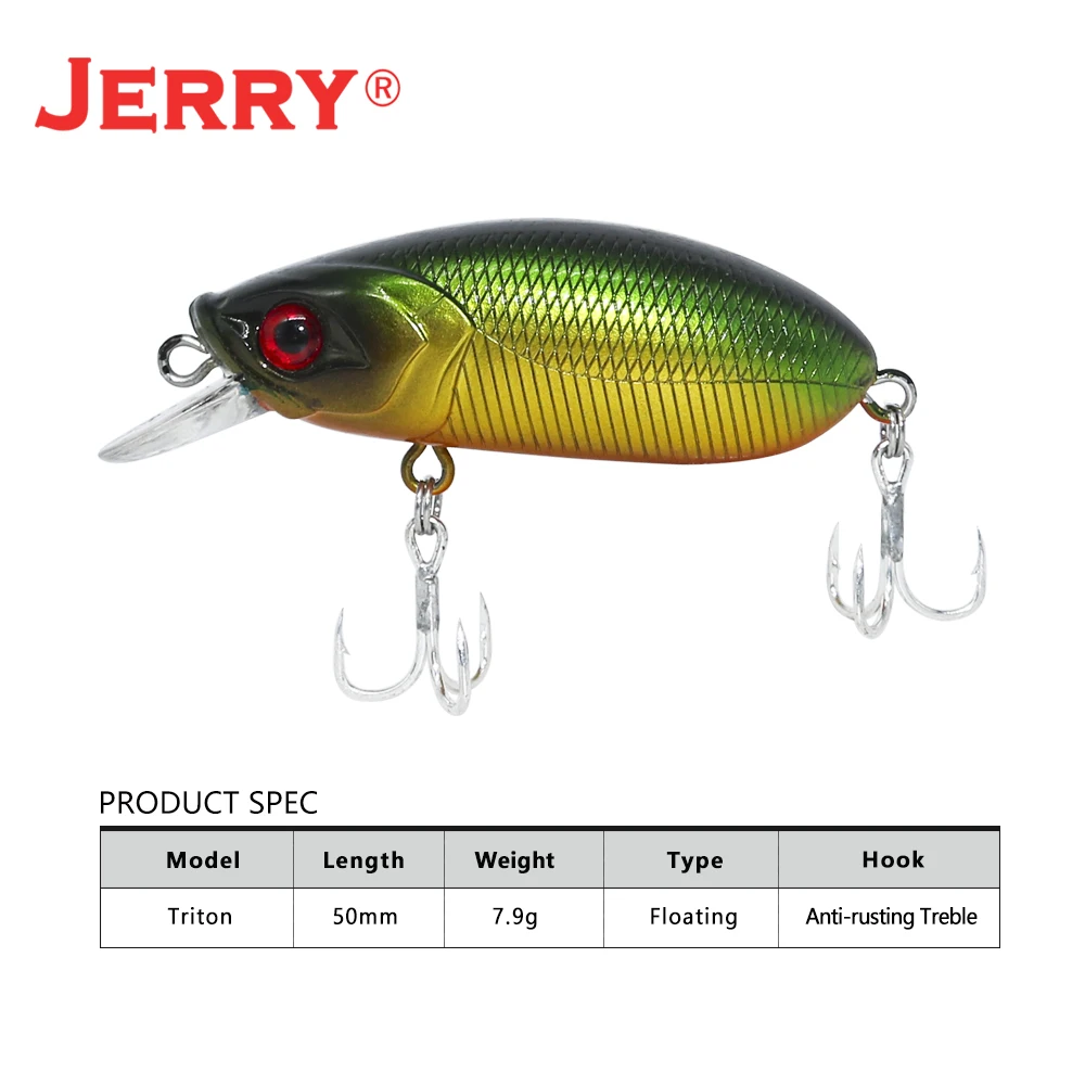 Jerry Triton-señuelo de pesca Wobbler Crankbait, cebo duro para agua dulce y salada, 50mm, Artificial - imagen 3