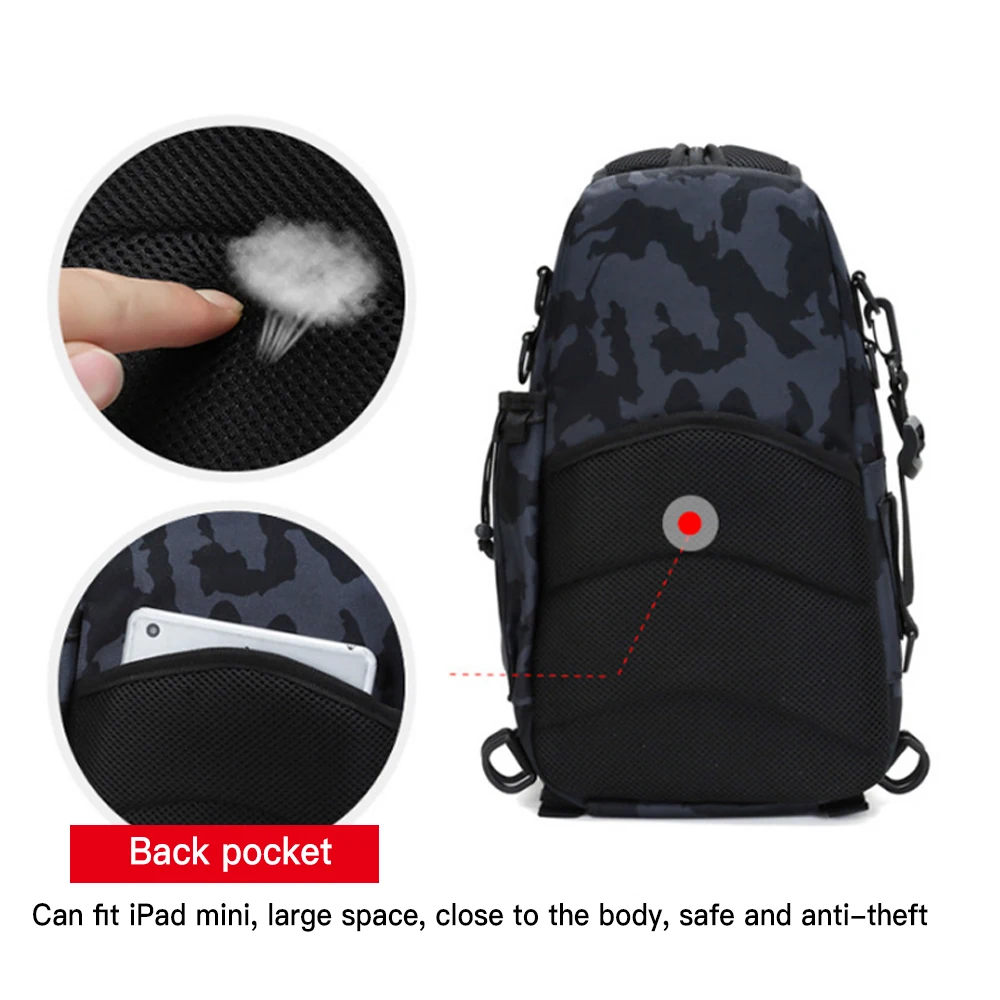 Mochila táctica multiusos para pesca, bolsa de hombro cruzada, impermeable, para senderismo al aire libre, X435G - imagen 5