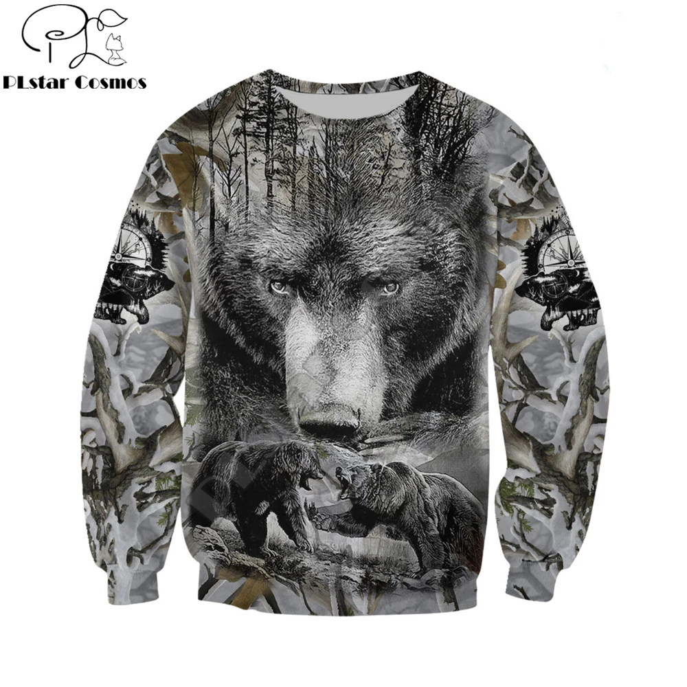 Sudadera con capucha de otoño para hombre con estampado 3D de caza de oso de amor, ropa de calle Unisex, chaqueta informal con cremallera, jersey KJ620 - imagen 2
