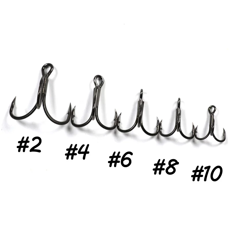 Bimoo-anzuelos triples de punta de flecha Extra afilados, señuelo de pesca de Color negro, níquel, rojo y gris, cebo giratorio de asistencia, 10 Uds. - imagen 2