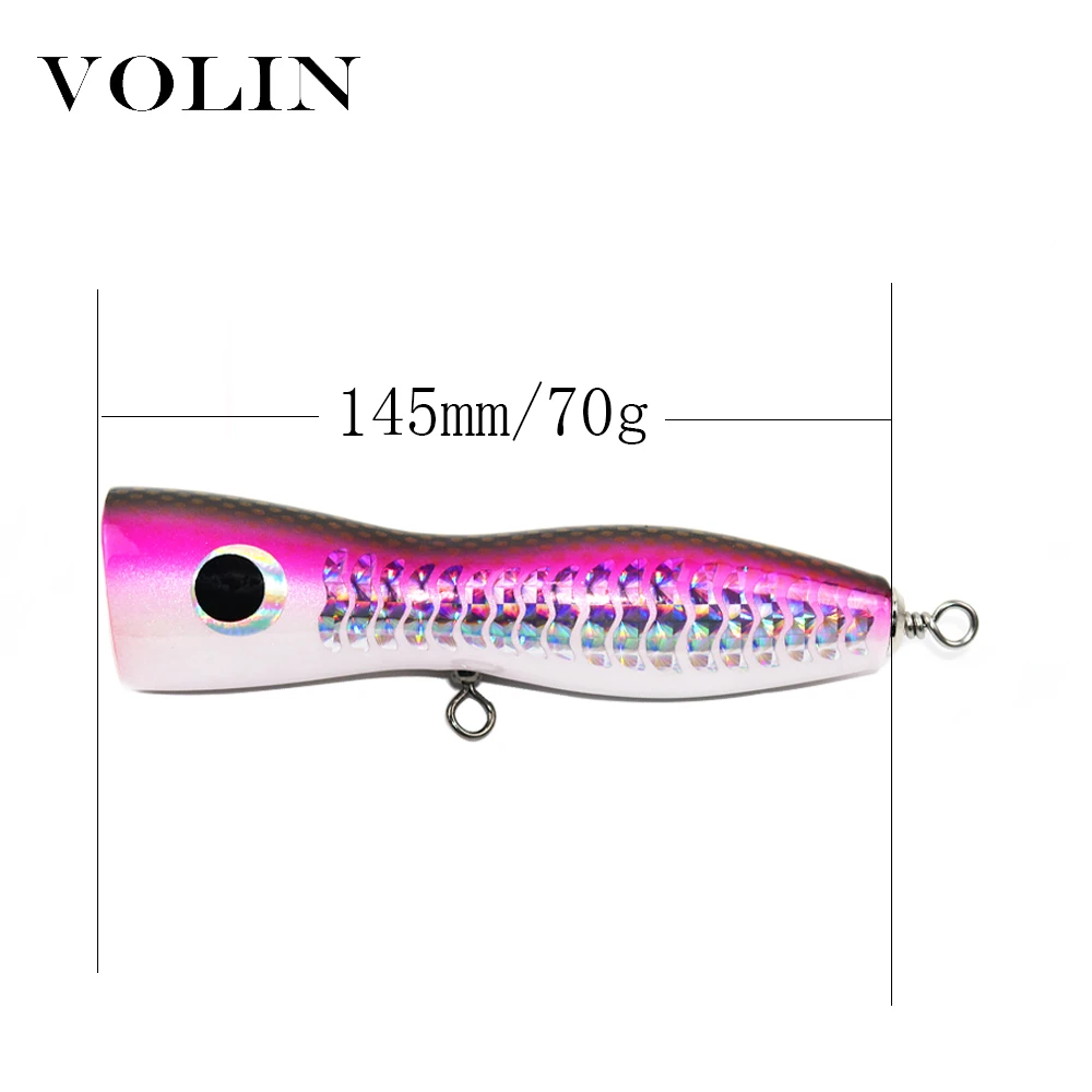 VOLIN-señuelo de pesca duro, cebo de madera de 145mm y 70g, para agua salada, de madera, Popper, Artificial, 1 unidad - imagen 2